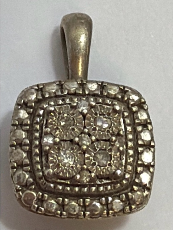 Vintage Jewelry - Vintage JTW Sterling silver 925 Square 4 Diamond Pendant Necklace Charm